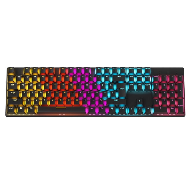 Teclado para juegos 104 teclas Teclado con cable RGB Tapa de tecla de color dual (negro) Tmvgtek Para estrenar