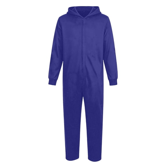 Boys’ Hooded One Piece Jumpsuit, Long Sleeve Solid Color Zip Up Onesie, Casual Halloween Costume for Kids