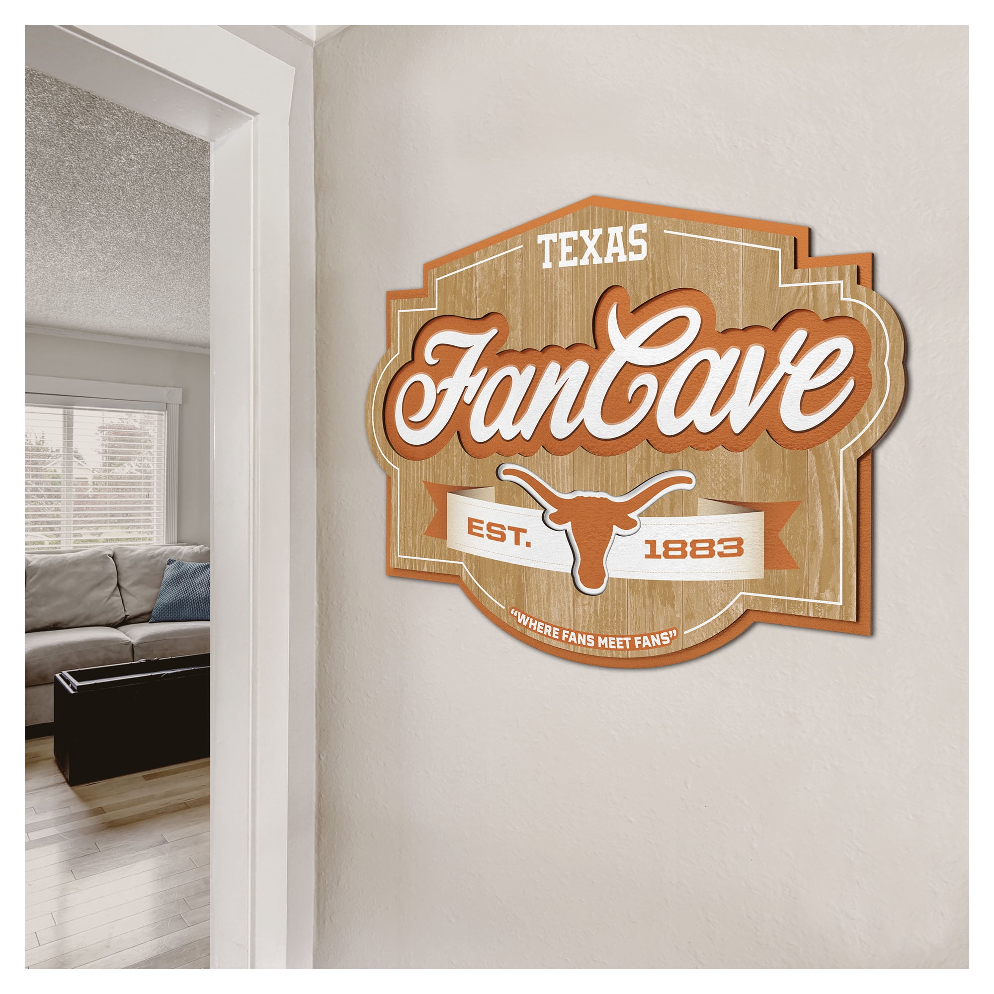 IDNA Texas Longhorns 12.5" x 17" Fan Cave Sign
