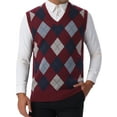 thumbnail image 1 of CHALCOS CHIC Chalecos de Hombre, Chaleco de Punto Ajustado Sin Mangas, Chaleco de Color Contrastante M Burdeos Marino, 1 of 7