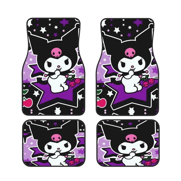 Kuromi Car Foot Mat Set Of 4 Pieces (Front & Rear) Soft Thickened Non Slip Waterproof Automotive Floor Mats For Suv Sedan Car Van