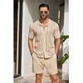 thumbnail image 2 of Men's 2 Piece Outfit Summer Outfits Fashion Casual Short Sleeve Polo Suit Vintage Short Sleeve Button Down Knit  Shirts Casual Beach Shorts Sets, 2 of 7