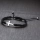 thumbnail image 4 of 2 pulseras cruzadas de la amistad ShuxiuWang pulseras tejidas de cordón negro abalorio cruzado, 4 of 5