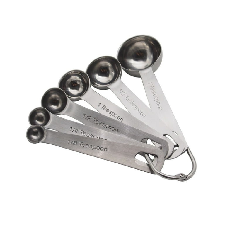 TwoL Stainless Steel Measuring Spoons Set with 6 Spoons 1/8 TSP, 1/4 TSP,  1/2 TSP, 1 TSP, 1/2 Tbsp & 1 Tbsp, for Measuring Dry and Liquid Ingredients