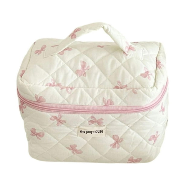 Bolsa de maquillaje, bolsa de aseo con asa, bolsa de cosméticos resistente, organizador de cosméticos de viaje portátil, bolsa organizadora de lavado rosa