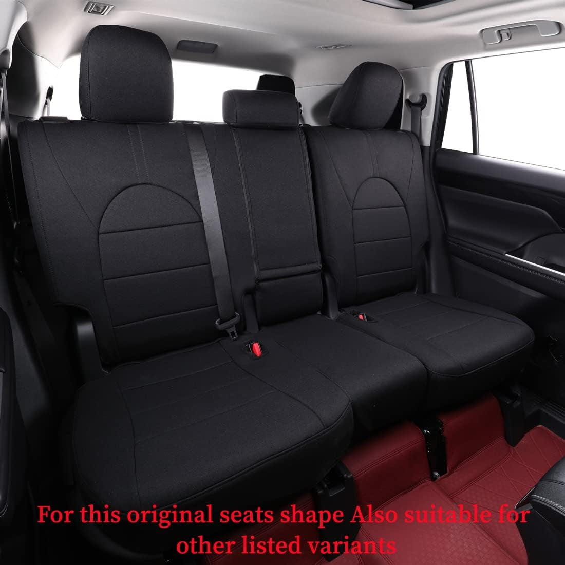Coverdream Custom Fit Highlander Car Seat Covers for Toyota Highlander SUV 2020-2026 Three Row,2nd-Row 40/60 Split,Washable Polyester Auto Seat Covers(Full Set,Black)