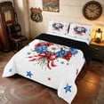 thumbnail image 2 of Manfei Watercolor Bouquet Queen Comforter Set, Patriotic Stars Comforter Sets Queen, Red White Blue, Black Reversible 3 Pieces, 1 Comforter and 2 Pillowcases, 2 of 6