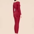 thumbnail image 5 of XRoczxe Women Textured Scoop Neck Thermal Underwear Set High Waist Tummy Control Soft Skin-Friendly Warm Slim Fit Long Sleeve Top & Pants Multi Solid Color Winter Base Layer Suit, 5 of 6