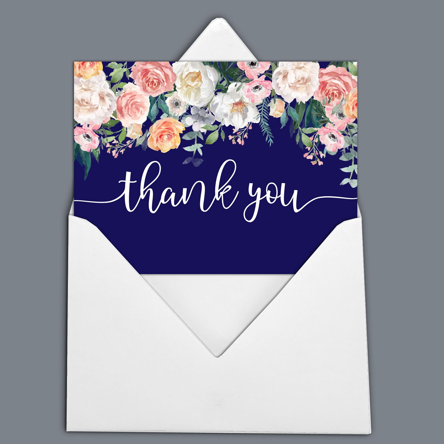 Darling Souvenir Floral Wedding Thank You Greeting Cards With White Envelopes Pack Of 36 Pcs