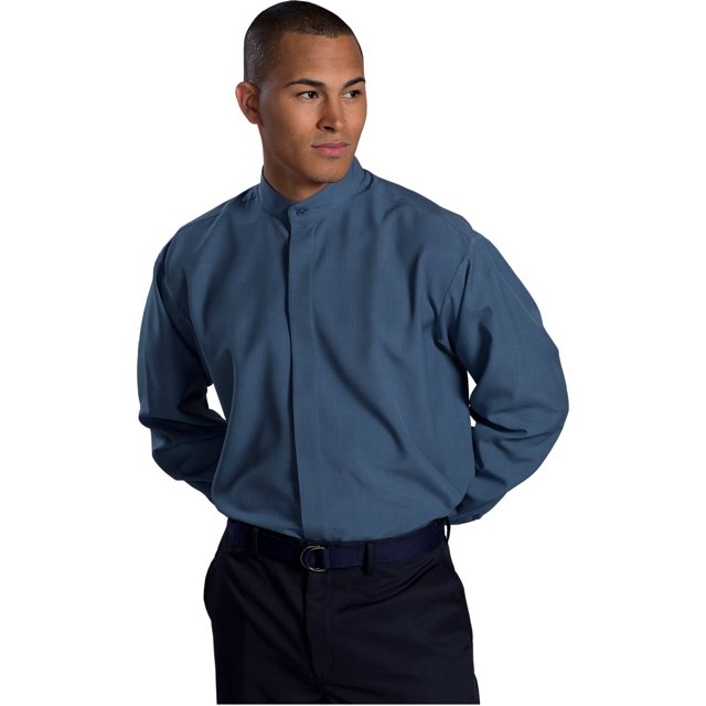 Ed Garment Men's Big And Tall Banded Collar Shirt, RIVIERA BLUE, X-Large Tall