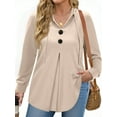 thumbnail image 2 of WellSize Hoodies for Women Plus Size Long Sleeve Lightweight Sweatshirts Button Tunic Fall Tops V Neck Pullover, 2 of 8