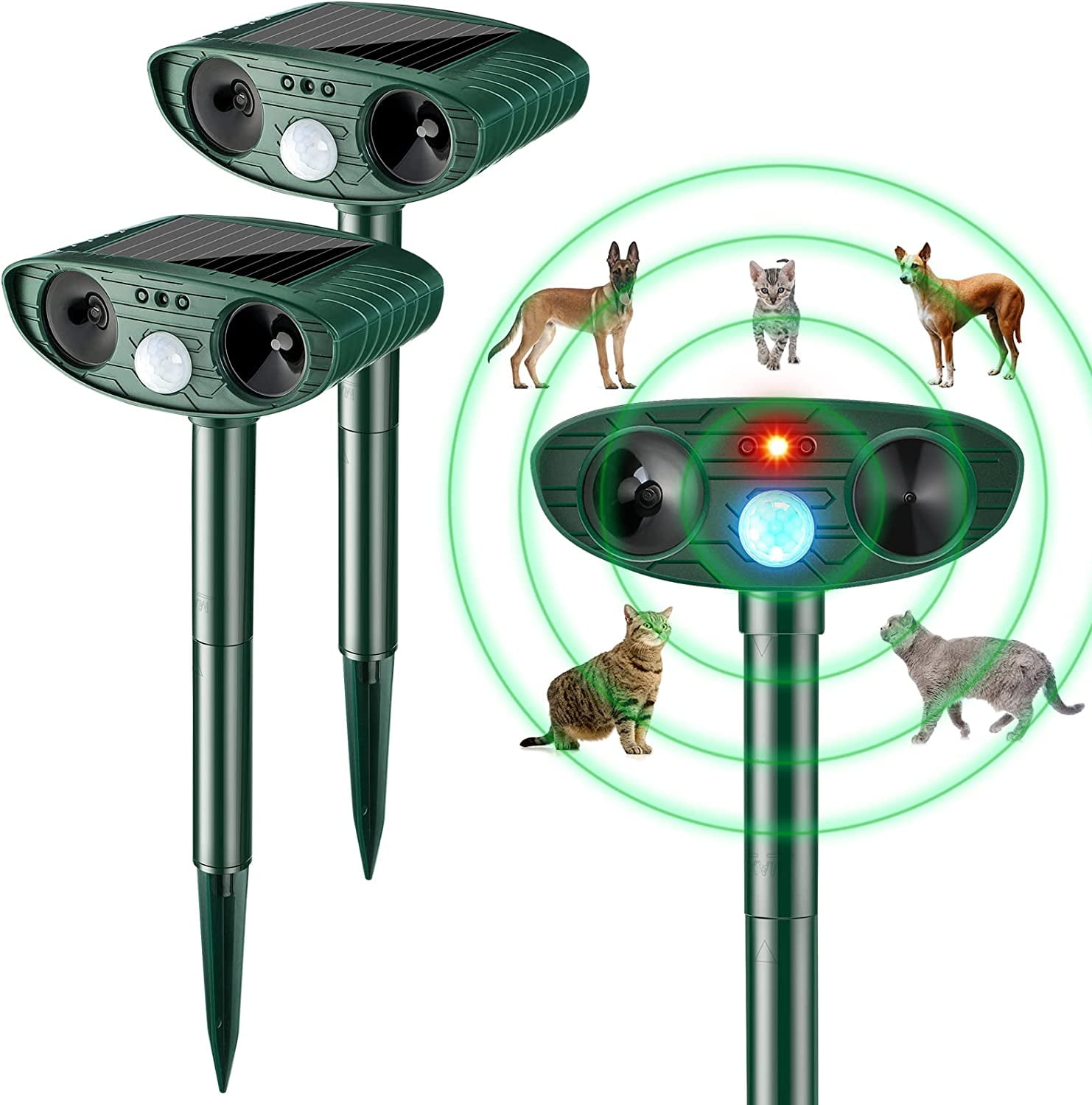 4 Pack Ultrasonic Animal Repellent Solar Powered Pest Repeller Motion