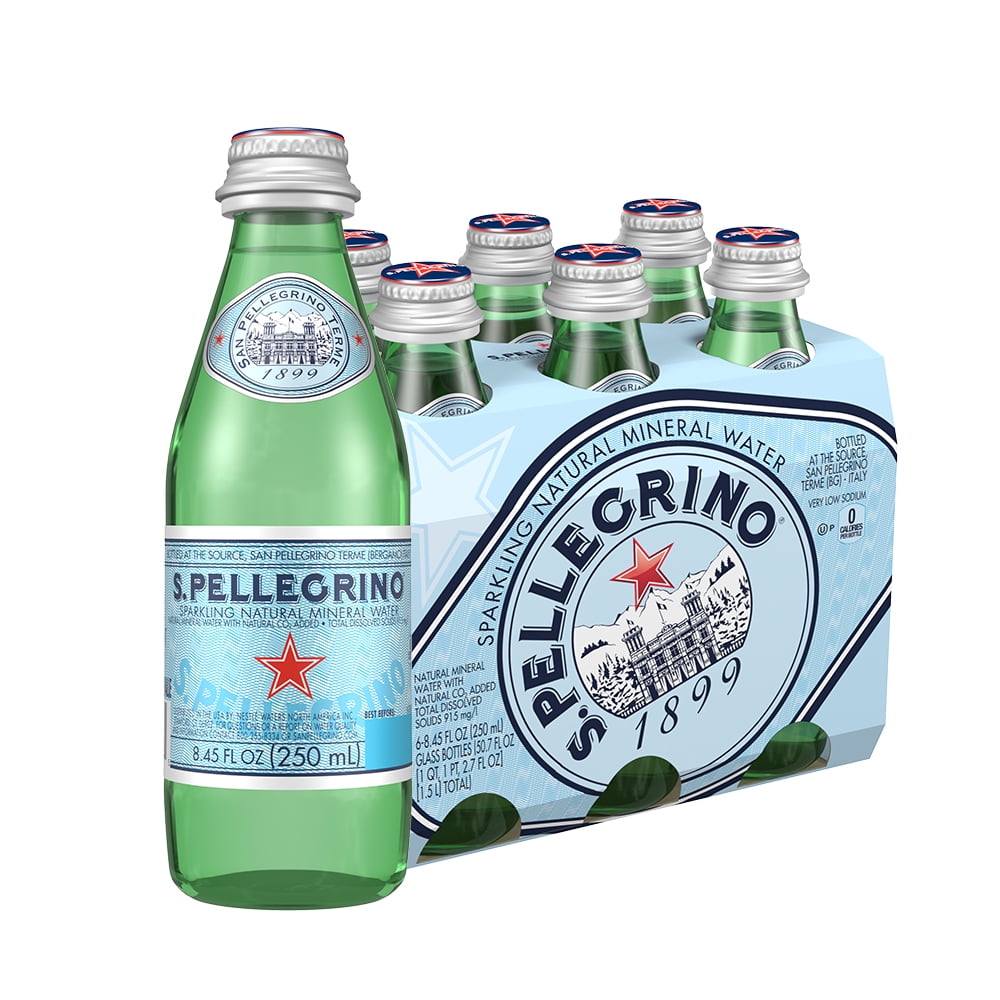 S.Pellegrino Sparkling Natural Mineral Water, 8.45 fl oz. Glass Bottles