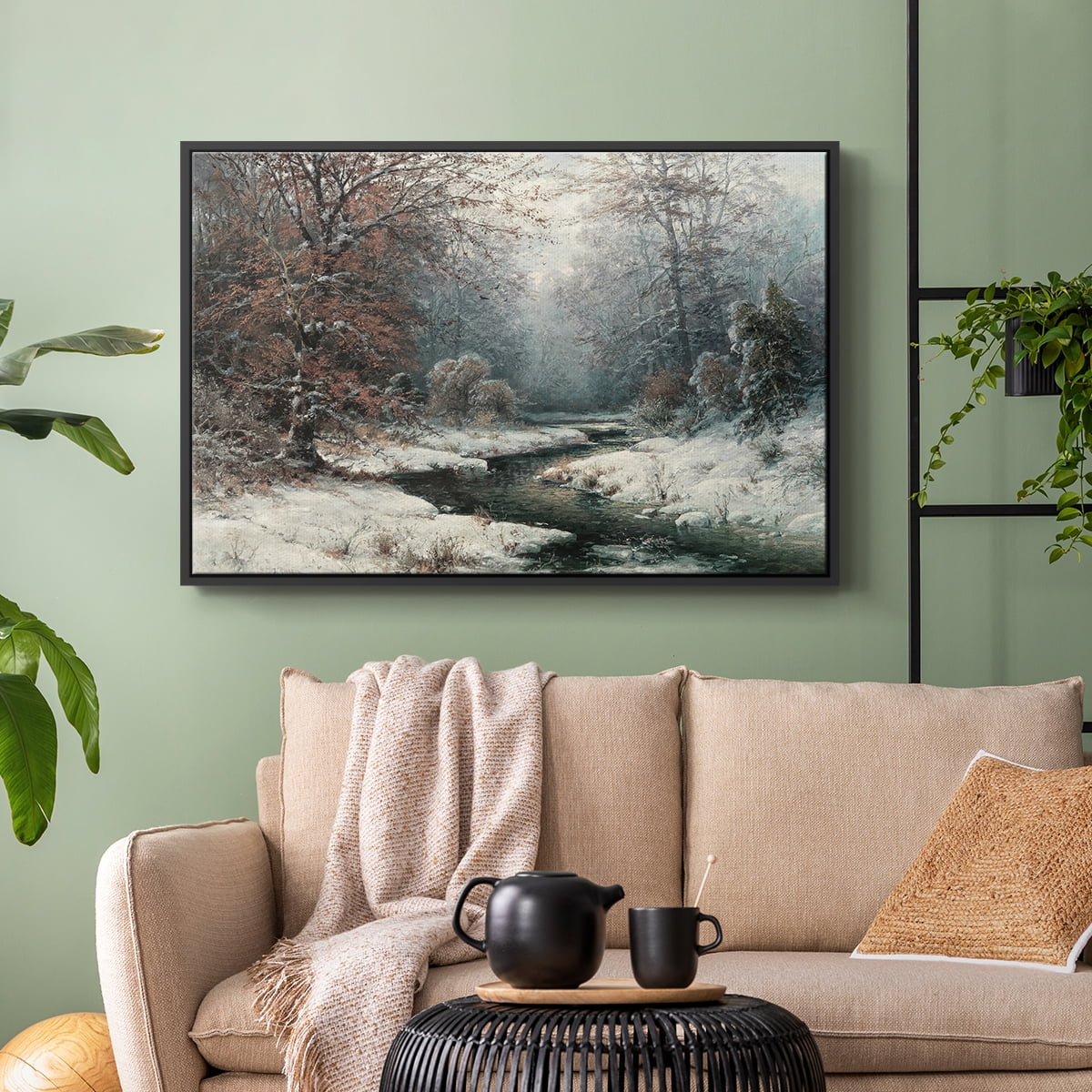 Vintage Landscape-CCLXXXVIII By Wexford Home Framed in Black Wood Gallery Wrapped Canvas 25 in. x 37 in.