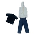 thumbnail image 3 of Conjunto de 3 piezas de sudadera con capucha y pantalones sin mangas, escala 1/6, disfraz realista de moda, muñeca hecha a mano sudadera con capucha blanca, 3 of 8