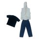thumbnail image 3 of Sudadera con capucha y pantalones sin mangas, 3 piezas, escala 1/6, disfraz de tela realista de moda sudadera con capucha blanca, 3 of 7