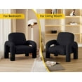 thumbnail image 4 of SEYNAR Modern Sherpa Accent Chair, Teddy Upholstered Armchair Single Sofa, Cozy Fluffy Reading Chair for Living Room, Bedrooms, Corner(Black), 4 of 6