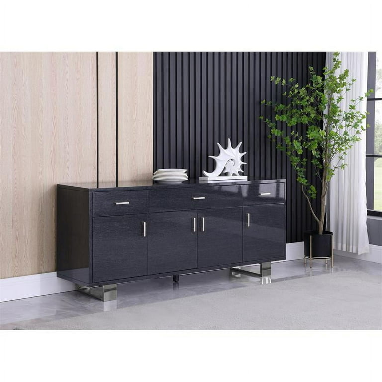 Meridian Furniture Excel Sideboard/Buffet - Grey & Chrome Meridian Furniture Excel Sideboard/Buffet - Grey & Chrome