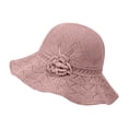 thumbnail image 4 of VOUZZA Sun Hat Womens Summer Knit Solid Color Flower Soft Foldable Wide Brim Beach Bucket Cap, 4 of 5