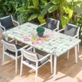 thumbnail image 2 of Easter Table Cloths for 3 Foot Rectangle Tables, Spring Bunny Ears Feet Flowers Green Plaid Patio Waterproof Elastic Fitted Tablecloths, Washable Rectangular Table Cover for Camping, 2 of 8