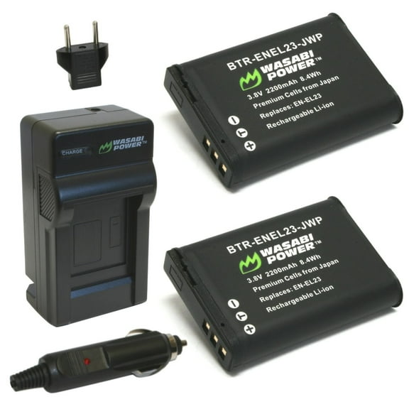 Wasabi Power Battery (2-Pack) and Charger for Nikon EN-EL23