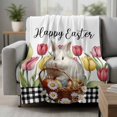 thumbnail image 2 of Tulip Easter Blanket Soft Cozy Warm Twin Blanket for Bed, Plush Fuzzy Flannel Fleece Blankets for Sofa, Bunny Spring Floral Pastoral Plaid Throw Blankets for Couch, Gifts for Men, 60"x80", 2 of 9