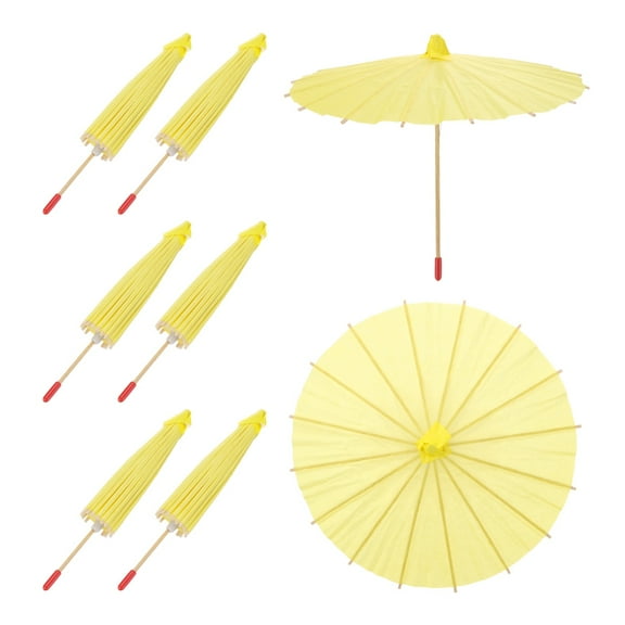 6 Pcs Paper Umbrellas ,8" Paper Parasol Umbrella for Craft,Yellow