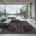 thumbnail image 2 of ODIKA 8'x10' Washable Area Rug Midnight Blue Victorian Manor Inspired Design Elegant Architectural Motifs with Starry for Dining Room, Large Office, Lounge, Non-Slip Chair-Friendly Mat, 2 of 7