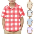 thumbnail image 2 of Utoimkio Little Boys Girls Short Sleeve Button Down Shirts Casual Tee Tops Summer Clothes Size 2-15T, 2 of 7