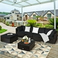 thumbnail image 1 of Costway 6PCS Outdoor Patio Rattan Furniture Set Cushioned Sectional Sofa Black, 1 of 9