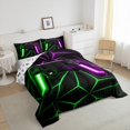 thumbnail image 4 of Feelyou 3D Game Controller Queen Comforter Set, Gamepad Game Console Bedding Sets, Green Fuchsia Honeycomnb Abstract Reversible Bedding Comforter Set, Ultra Soft Bedroom Decor, 3-Piece, 4 of 9