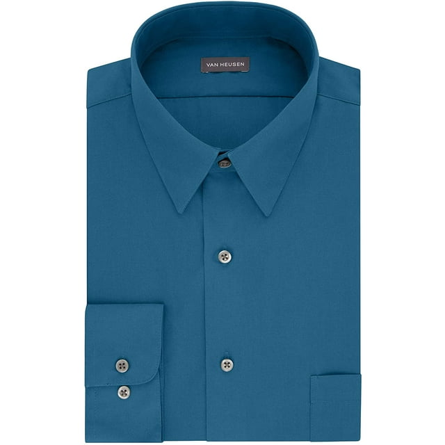 Van Heusen Chemise Habillée pour Hommes Ajustée Popeline Unie Col 18 Manches 36-37 Mer Profonde