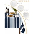 thumbnail image 2 of Navy Blue Table Cloth, Modern White Geometric Vertical Stripes Waterproof Tablecloth for Square Tables, Reusable Washable Fabric Table Cover for Restaurant Kitchen Dining Tables 54"x54", 2 of 6