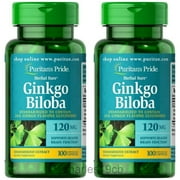 Ginkgo Biloba Standardized Extract 120 mg - 100 capsules Supports Brain Health (2 PACK)