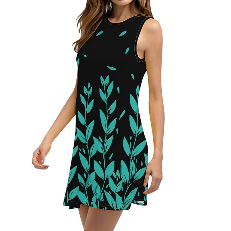 Gnfqxss Women's Printed Strap Mini Dress Pull On Contrast Panel Casual Wear Arrow Pattern Soft Flowy Lightweight Style Green XXL, Size: 2XL