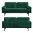 thumbnail image 5 of Vesgantti 2 Seater Sofa for Apartment, 58" Loveseat Sofa, Button Tufted Velvet Couch with 2 Pillows, Mid Century Modern Couch with Armrest, Small Couches for Living Room, Bedroom, Small Space, Green, 5 of 7