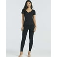 thumbnail image 6 of Real Essentials 4 Pack: Women's Soft Ribbed Knit Split Neck T-Shirt - Casual Office Summer Top (Available In Plus), 6 of 6