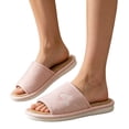 thumbnail image 5 of Domzle Women and Men Linen House Slippers Indoor | Cotton Fabric, Breathable, Open-Toe, Non-Slip, Memory Foam, Soft Bottom, Machine Washable, Outdoor, Casual Home Wear Pink, 5 of 5