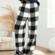 thumbnail image 1 of Ceisia men's Plaid Print Flannel Wide Leg Pants, Elastic Waist Casual Winter Trousers with Plush Texture for Ladies Black XL Gifts, 1 of 6