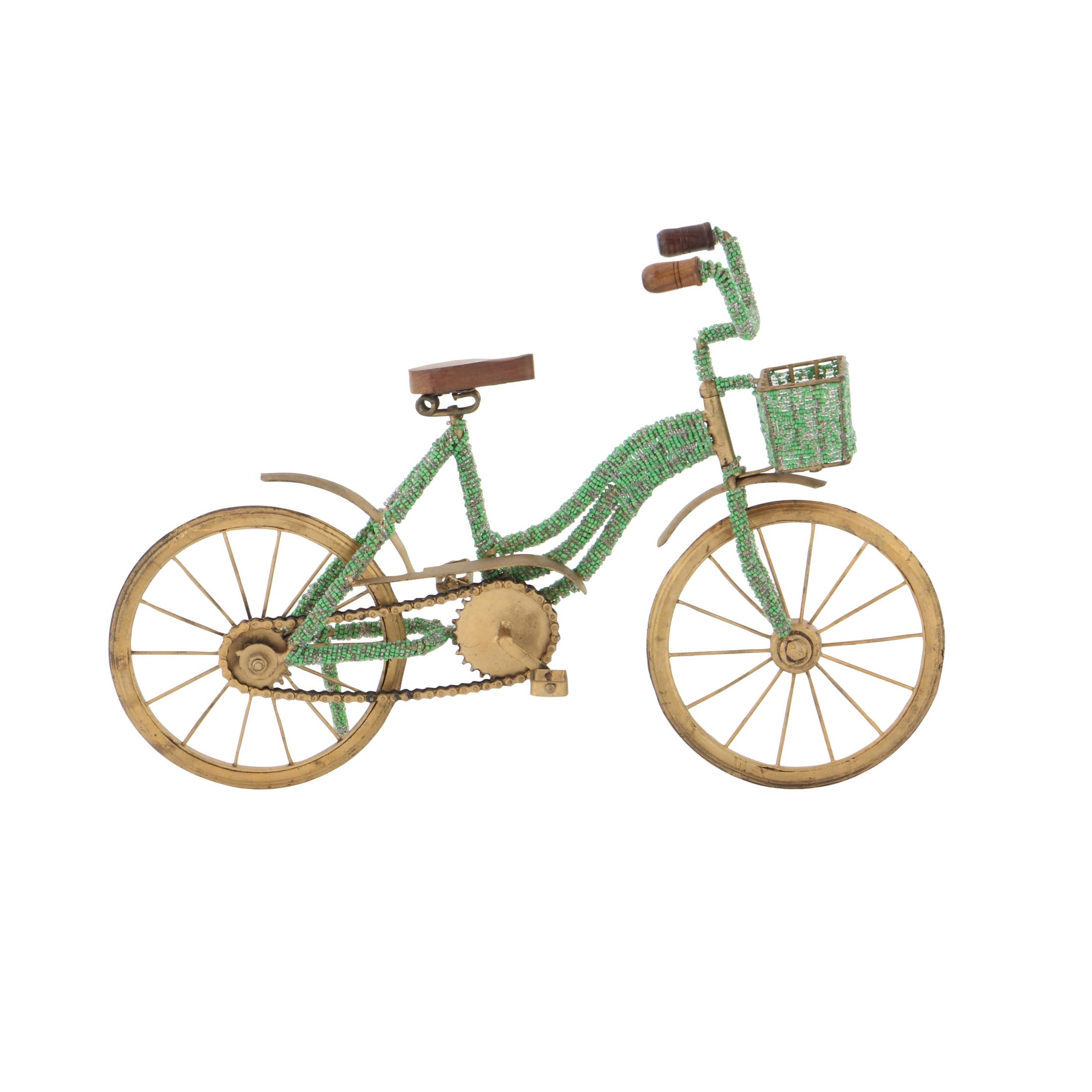 18" x 13" Green Metal Bike Sculpture, by DecMode