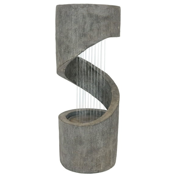 Sunnydaze 31"H Electric Polyresin Showering Spiral Column Outdoor Water Fountain with LED Light