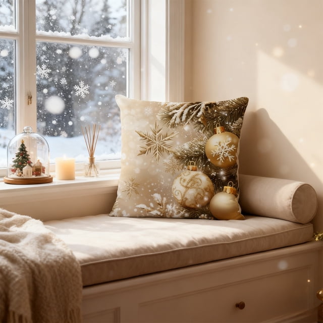 Funda de almohada navideña de 45 x 45 cm | Funda de almohada decorativa festiva con cierre de cremallera
