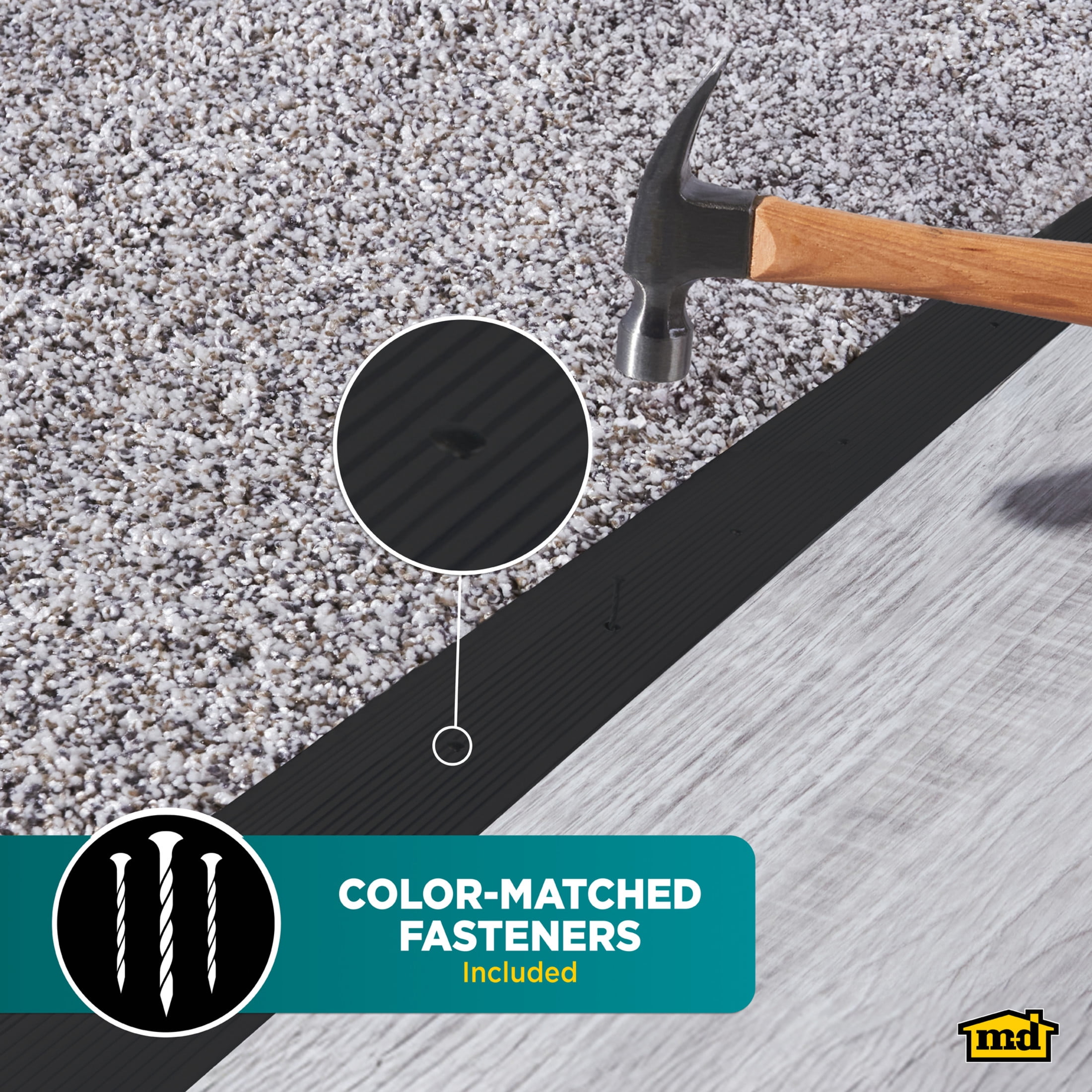 M-D Building Products 66271 2 in. x 36 in. Matte Black Aluminum Carpet Trim w/ Screw Nails