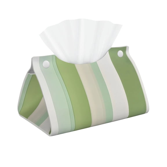 Long Leather Paper Towel Pack 7.9in X 4.9in X 4.5in Waterproof Durable Folding Storage For Coffee Table Dining Table Bed Table Work Table Lightgreen Stripe_3