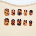 thumbnail image 4 of 24PCS Halloween Short Press on Nails - Evil Pumpkin Orange Gradient Design, Matte Full Cover Fake Nails with Jelly Glue for Women Party Cosplay, 4 of 6