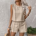 thumbnail image 6 of Women's Summer 2 Piece Short Sets Lounge Sleeveless Top Shorts Matching Outfits Casual Striped Vacation Sweatsuit 2XL, 6 of 6