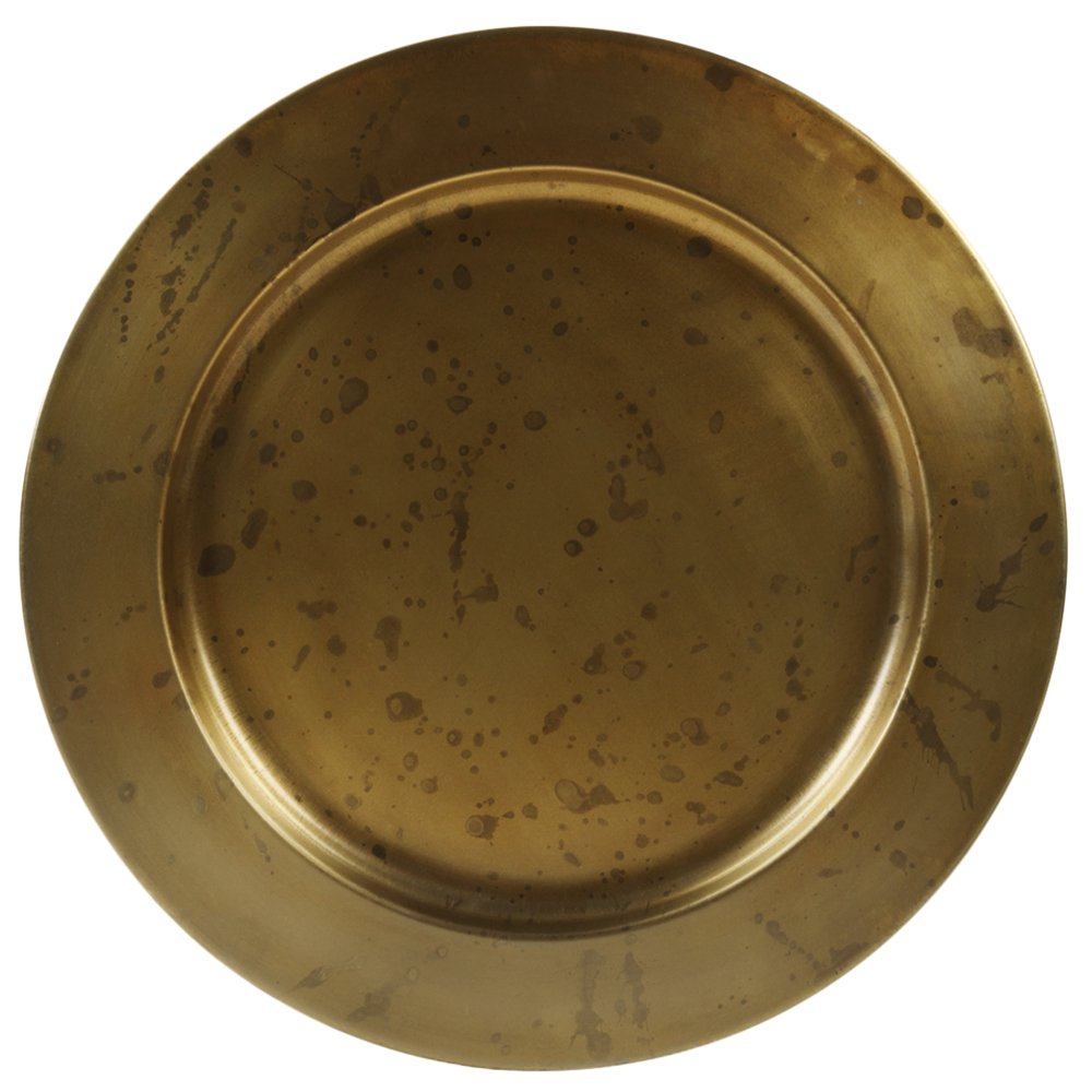 Koyal Wholesale Aged Gold Brass Bulk Metal Charger Plates, Set of 4