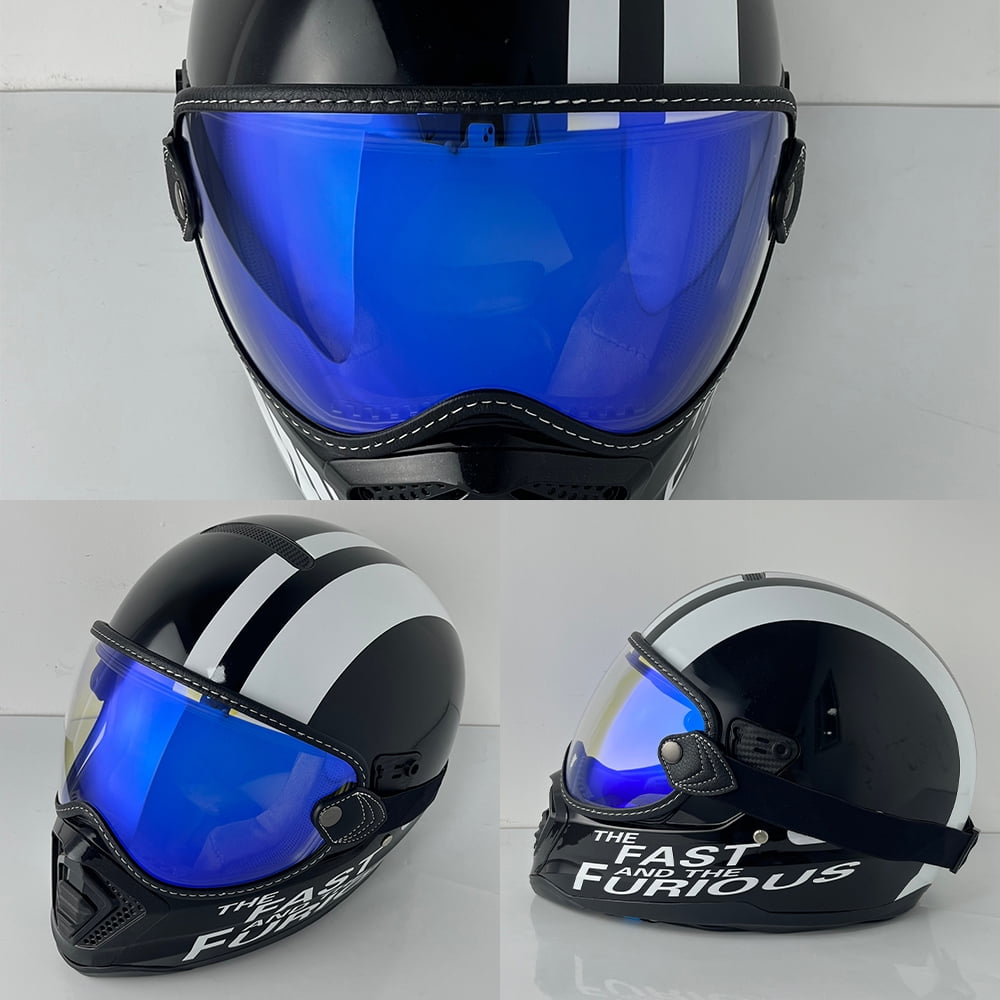 Retro Bubble Visor Helmet Shield Vintage Elastic Band Open Face Full-Face Motorcycle Accessories