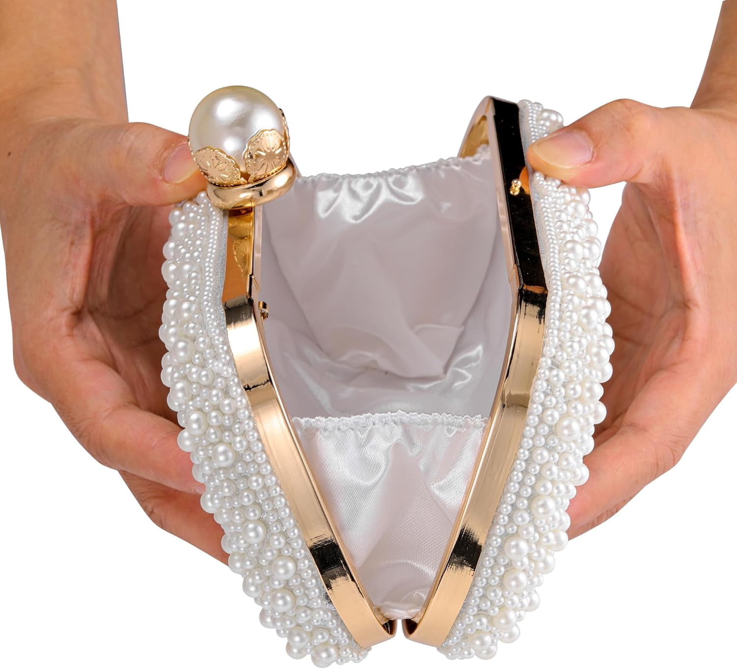 NANAHuang Pearl Purse for Women Wedding Crossbody Bag Evening Handbags Bride Small Clutch Purse White Beaded for Party