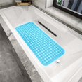 thumbnail image 5 of alfombrilla de baño para bañera, alfombrilla de ducha con ventosas de drenaje, lavable a máquina, BPA, látex, libre de ftalatos, 34.5 x 15.5 pulgadas, azul limpio, 5 of 5